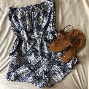 Navy and white romper